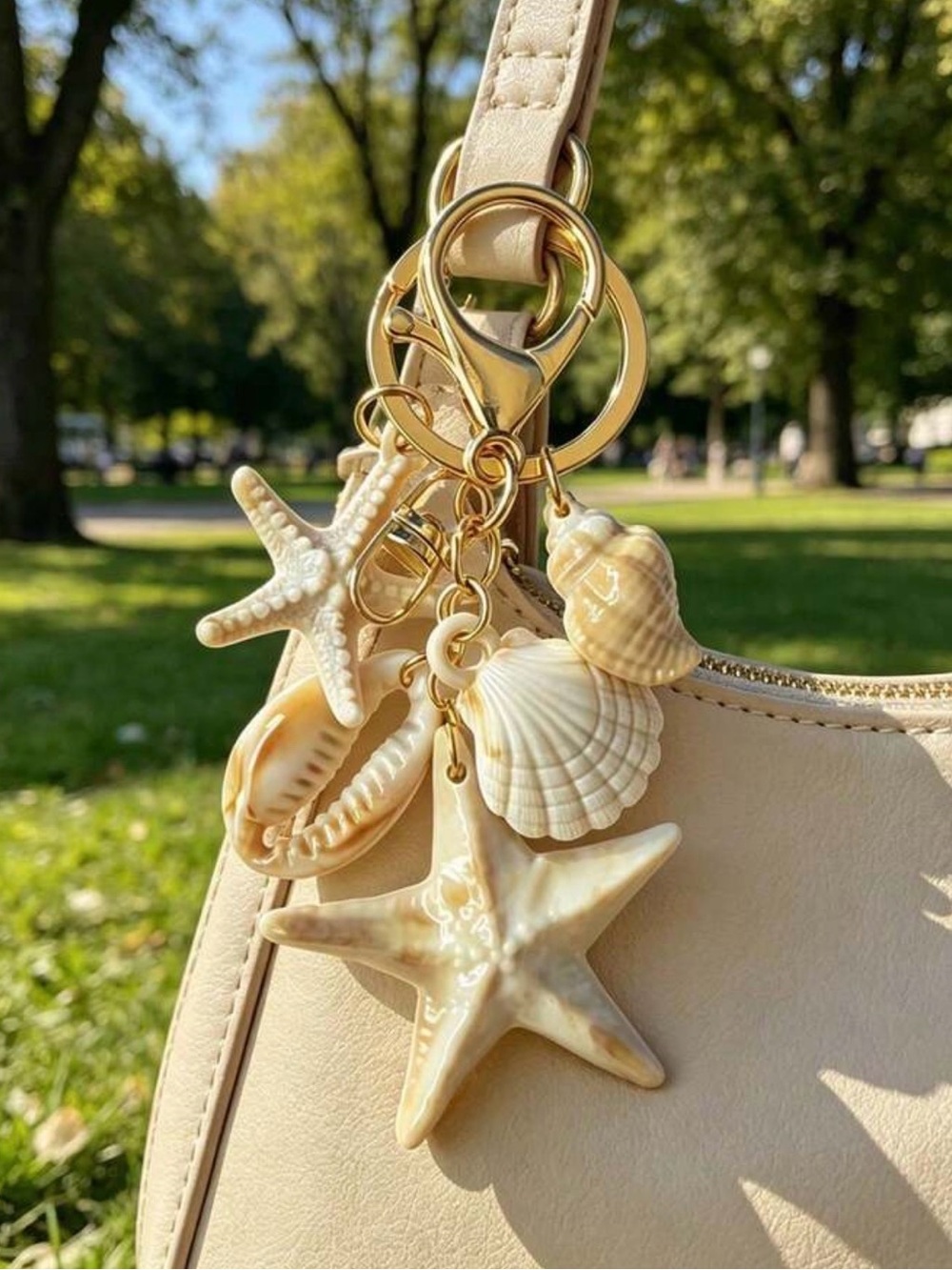 Seashell Starfish Keychain Bag Charm - Picture 4 of 8